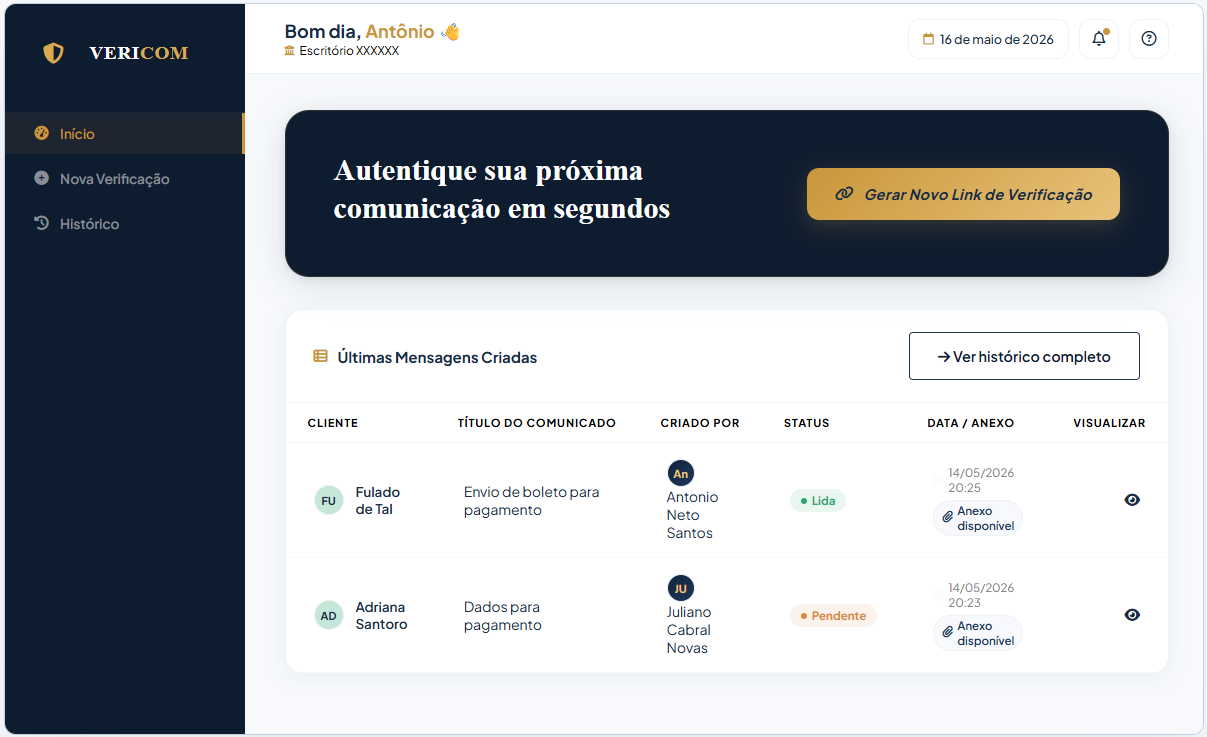 Dashboard VeriCom